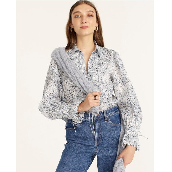 J. Crew Tops - J. Crew x Liberty London Adelajda Stars Scalloped Top - Medium
